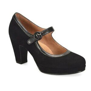 Black Suede Grayling 1940s Style Mary Jane Classic Heels by Sofft NWOB Size 9